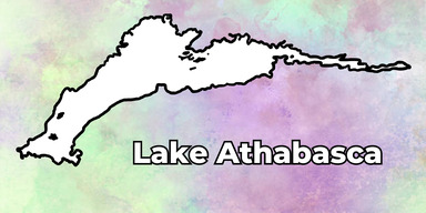 An outline of Lake Athabasca.